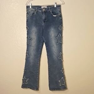Star Embellished Blue Jeans